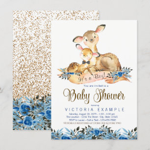 Cartes d'invitation pour Baby Shower Garçon Cerf
