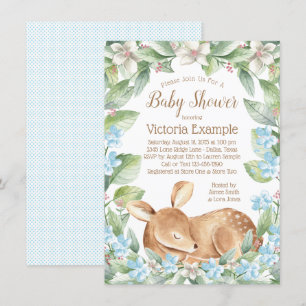 Cartes d'invitation pour Baby Shower Garçon Faon C