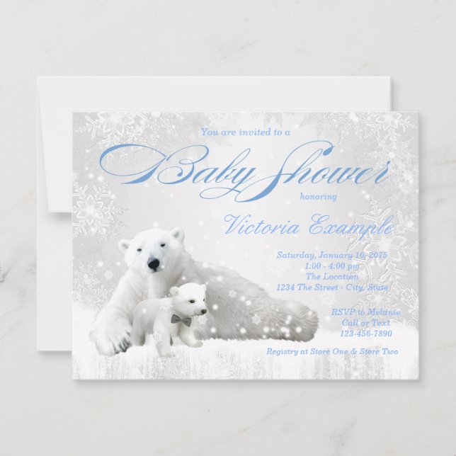 Cartes d'invitation pour Baby Shower Garçon Flocon (Devant)