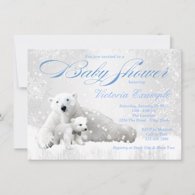 Cartes d'invitation pour Baby Shower Garçon Hiver  (Devant)