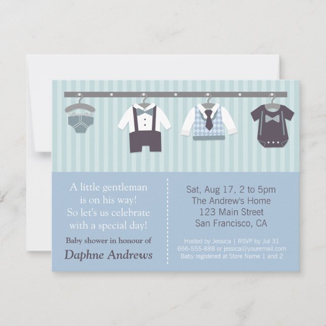 Cartes d'invitation pour Baby-Shower Garçon Modern (Devant)
