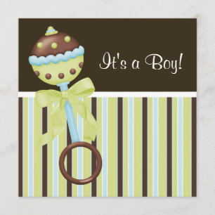 Cartes d'invitation pour Baby Shower Garçon Vert M