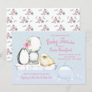Cartes d'invitation pour Baby Shower hivernal Arct