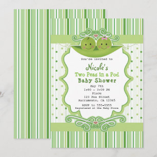 Cartes d'invitation pour Baby Shower Jumeaux Deux 