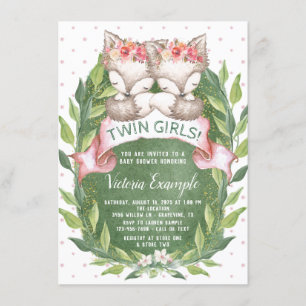Cartes d'invitation pour Baby Shower Jumelles Rena