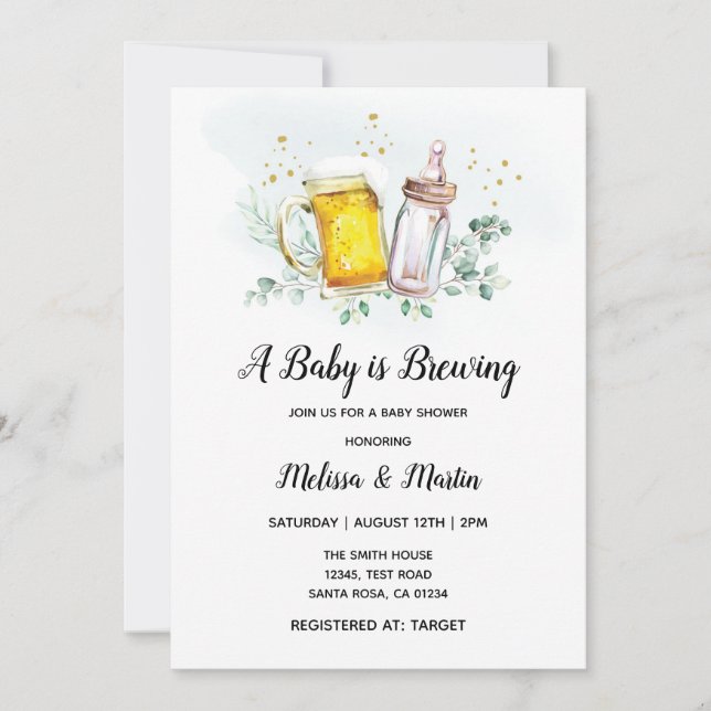 Cartes d'invitation pour Baby Shower "Le Bébé est  (Devant)