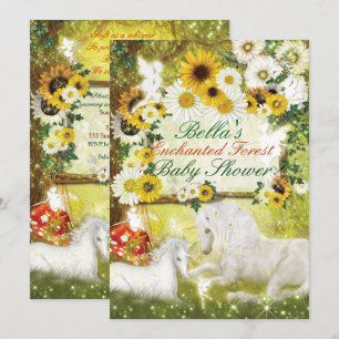 Cartes d'invitation pour Baby Shower Licorne Encha