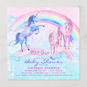 Cartes d'invitation pour Baby Shower Licorne Migno