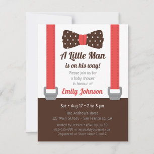 Cartes d'invitation pour Baby Shower Little Man Bo