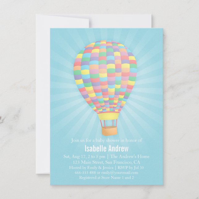 Cartes d'invitation pour Baby Shower Montgolfière  (Devant)