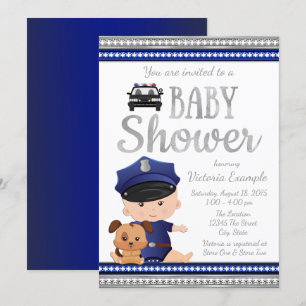 Cartes d'invitation pour Baby Shower Policier Mign