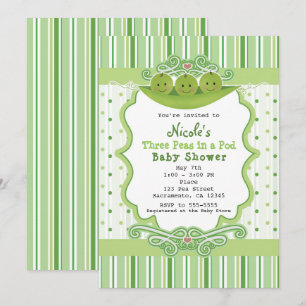 Cartes d'invitation pour Baby Shower pour triplés 