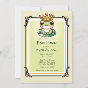 Cartes d'invitation pour Baby Shower Prince Grenou