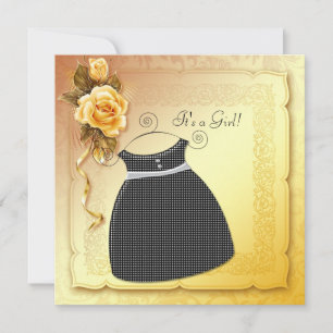 Cartes d'invitation pour Baby Shower Rose Jaune No