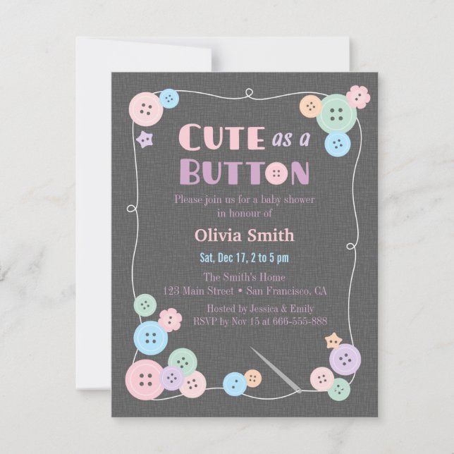 Cartes d'invitation pour Baby Shower Simple Mignon (Devant)