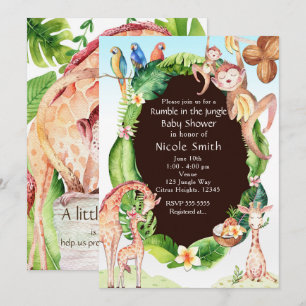 Cartes d'invitation pour Baby Shower singe de la j