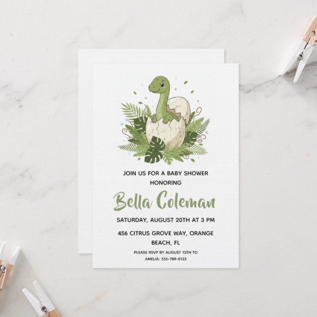 Cartes d'invitation pour baby shower sur le thème  (Devant/Arrière en situation)