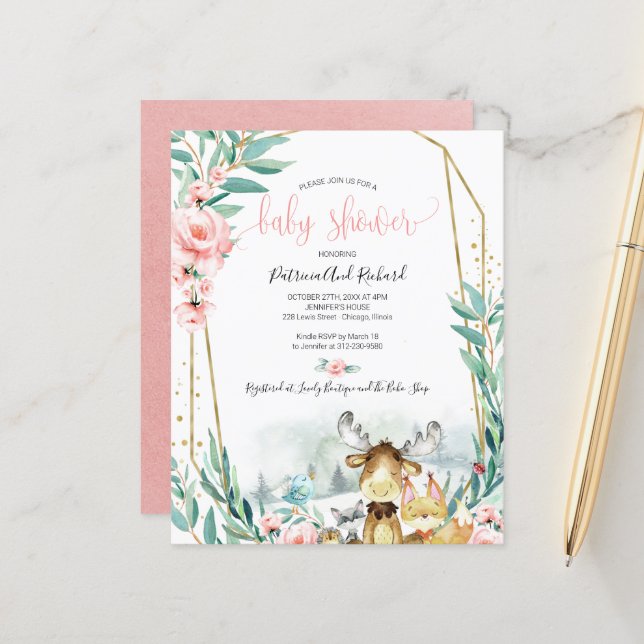 Cartes d'invitation pour Baby Shower sur le thème  (Devant/Arrière en situation)