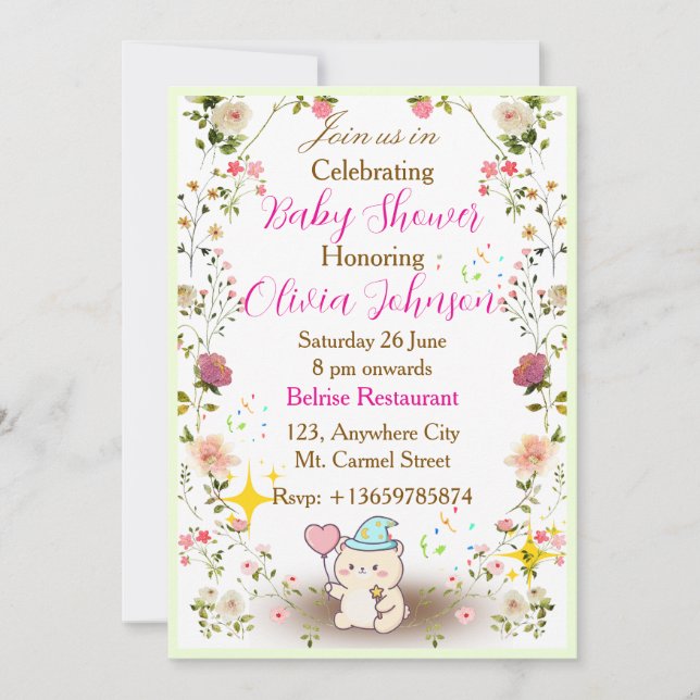 Cartes d'invitation pour Baby Shower Teddy Bear (Devant)