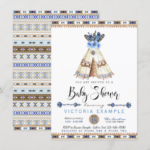 Cartes d'invitation pour Baby Shower Teepee Tribal