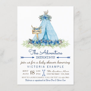 Cartes d'invitation pour Baby Shower Tribal Boho T