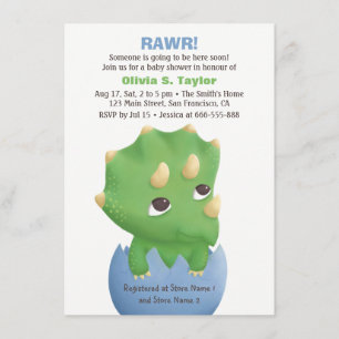 Cartes d'invitation pour Baby Shower Triceratops M