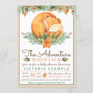 Cartes d'invitation pour Baby Shower Woodland Fox