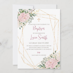 Cartes d'invitation pour baptême de fille
