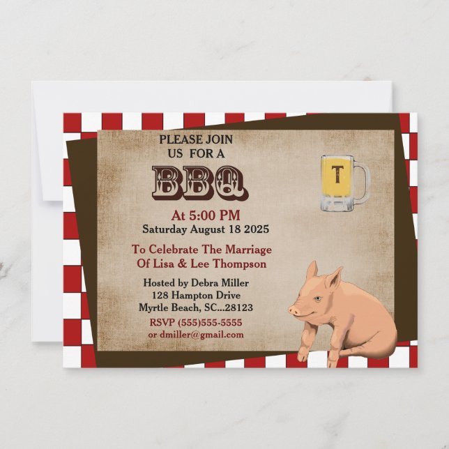Cartes d'invitation pour barbecue de couples (Devant)