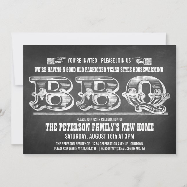 Cartes d'invitation pour barbecue de pendaison de  (Devant)