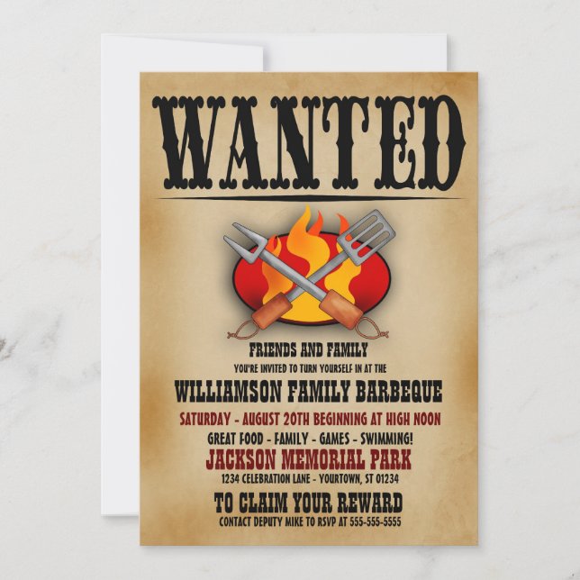Cartes d'invitation pour barbecue familial recherc (Devant)