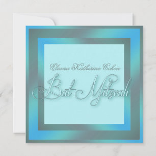 Cartes d'invitation pour Bat Mitzvah bleu sarcelle