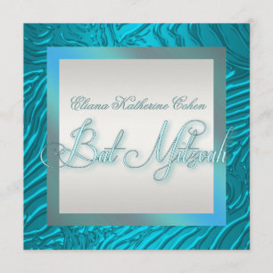 Cartes d'invitation pour Bat Mitzvah Zèbre Bleu Tu