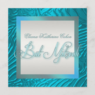 Cartes d'invitation pour Bat Mitzvah Zèbre Bleu Tu