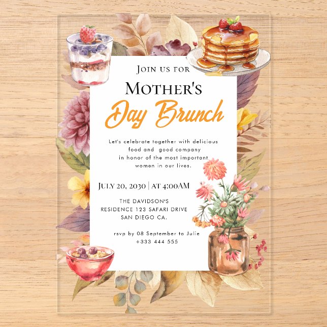 Cartes d'invitation pour brunch de fête des Mères (Recto)