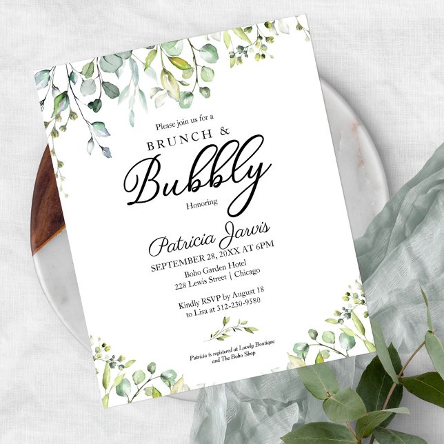 Cartes d'invitation pour brunch et bulles dans la  (Créateur téléchargé)