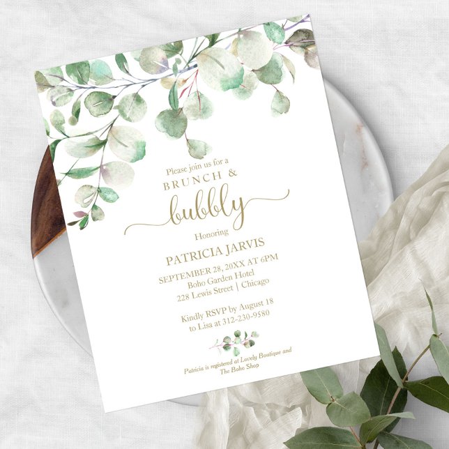 Cartes d'invitation pour brunch et bulles dans la  (Créateur téléchargé)