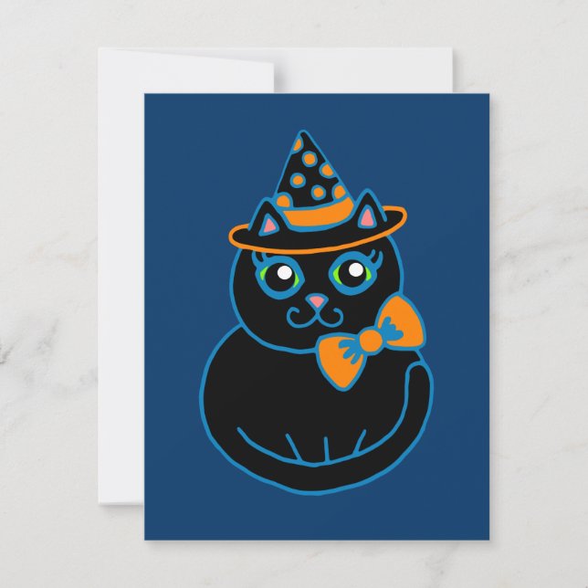 Cartes d'invitation pour chat d'Halloween (Devant)