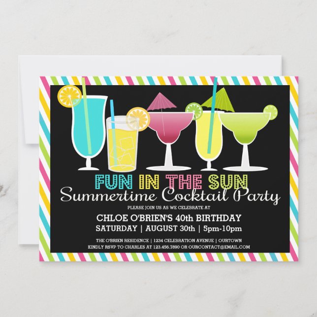 Cartes d'invitation pour cocktail en été (Devant)