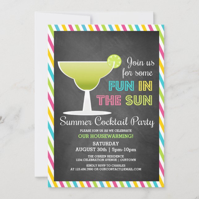 Cartes d'invitation pour cocktail en été (Devant)