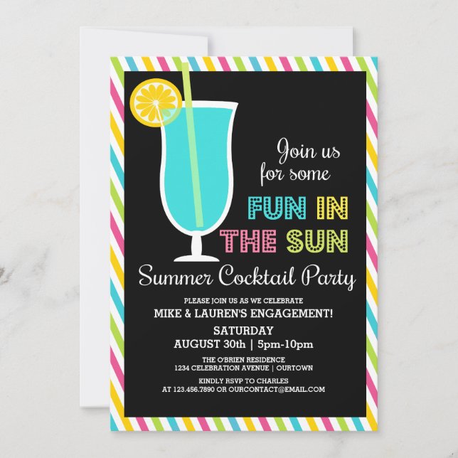 Cartes d'invitation pour cocktail en été (Devant)