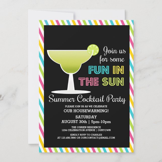 Cartes d'invitation pour cocktail en été (Devant)