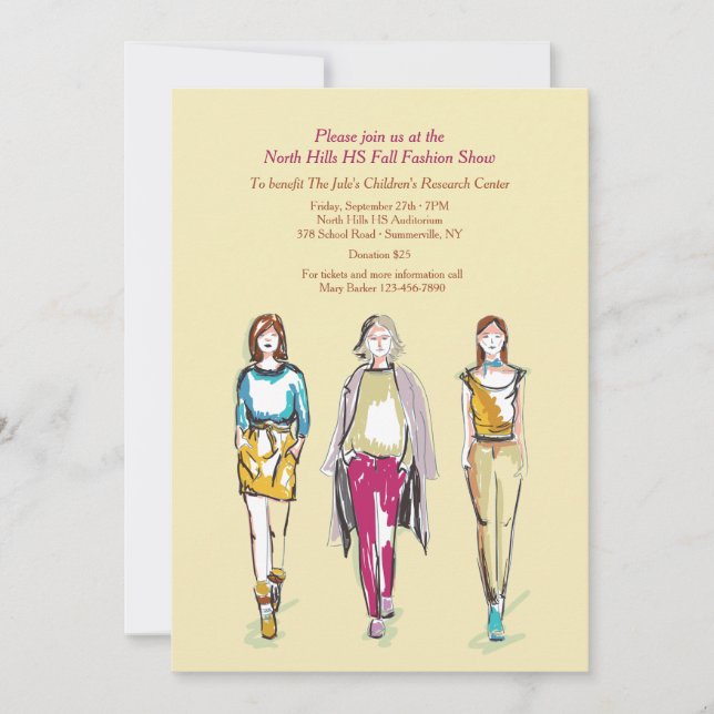 Cartes d'invitation pour défilé de mode (Devant)