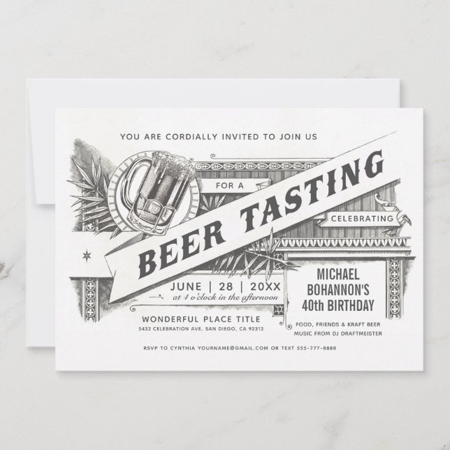 Cartes d'invitation pour dégustation de bière | Su (Devant)