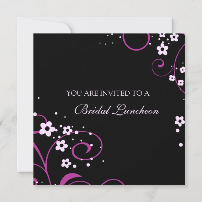 Cartes d'invitation pour déjeuner de mariage rose  (Devant)