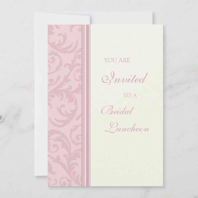 Cartes d'invitation pour déjeuner nuptiale Pink Sw (Devant)