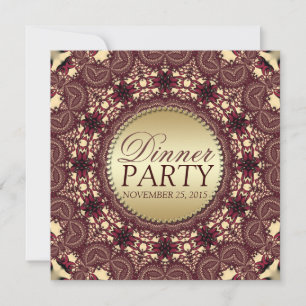 Cartes d'invitation pour dîner Batik Golden Earth