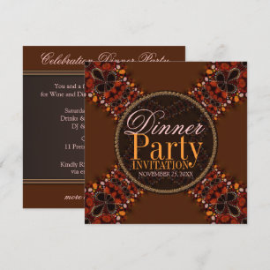 Cartes d'invitation pour dîner Batik Tribal Kross
