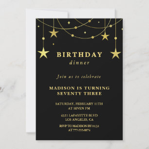 Cartes d'invitation pour dîner Black Gold Stars 73