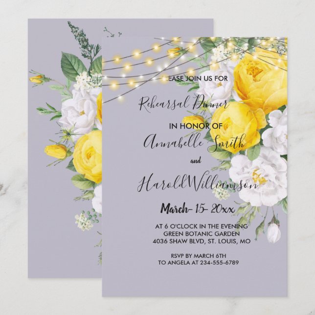 Cartes d'invitation pour dîner de répétition Rusti (Devant / Derrière)